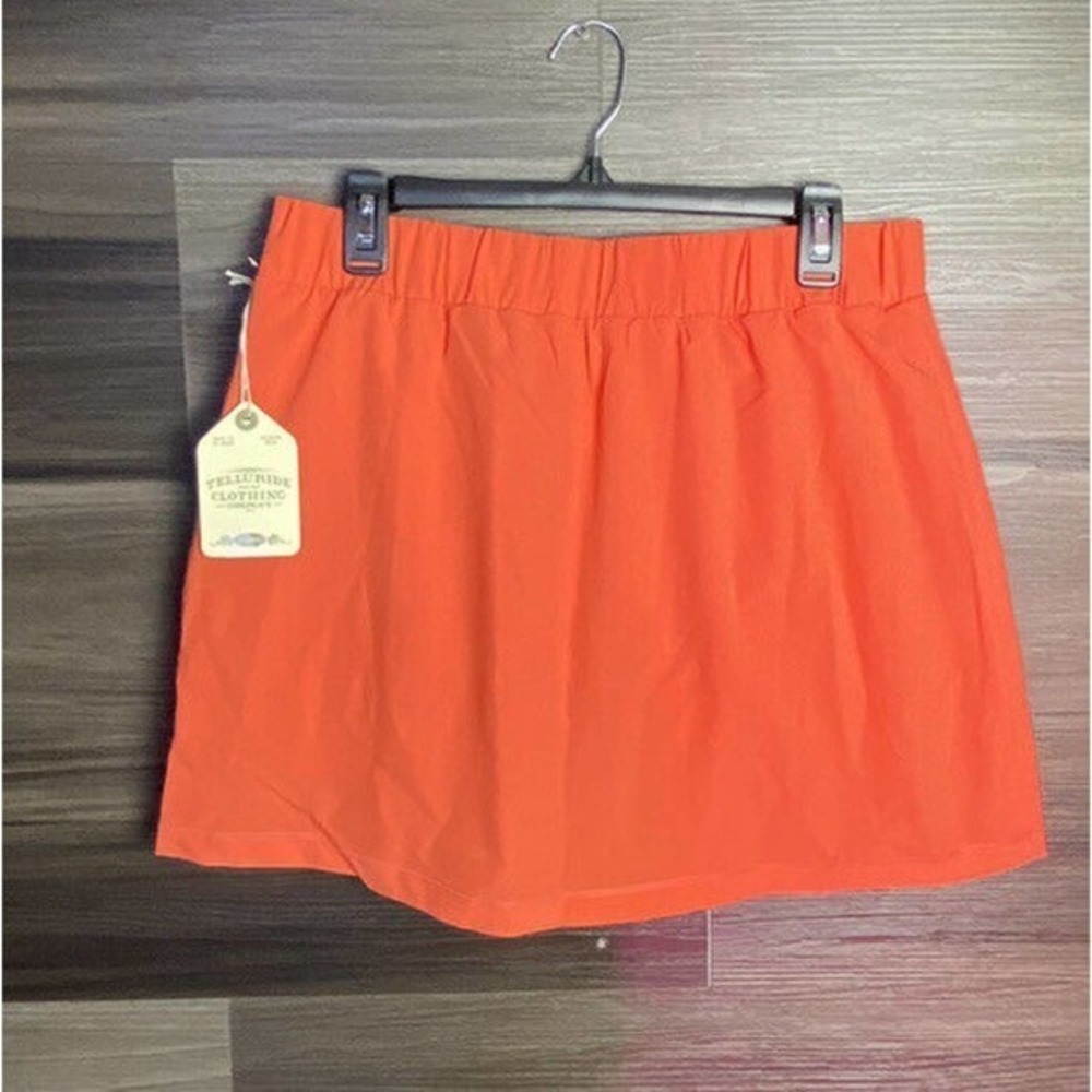 Telluride Medium Pull-On Skort‎ Elastic Waist Zip Pockets Built-In Shorts Red - Picture 2 of 7
